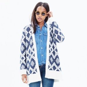 Madewell Contrast Fair Isle Cardigan Sweater